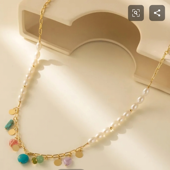 Waist Chain Colorful Stones and Oval Pearls Belly Chain - Picture 3 of 6